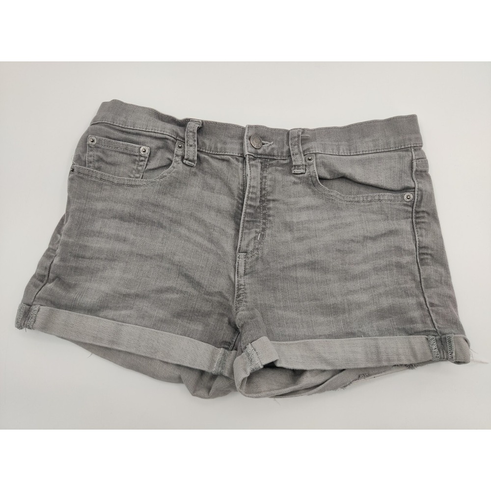 Gap 1969 Women's Slim Denim Shorts Gray Rolled Cuff Size 6 28R